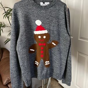 Topman Grey Gingerbread Man Christmas Jumper - Large